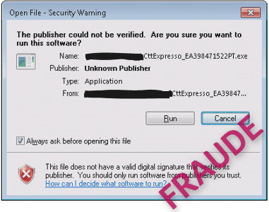 imagem de exemplo de pedido de instalação no computador de ficheiro executável