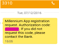 example of SMS received on mobile phone