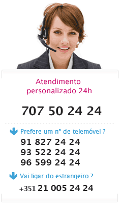 Atendimento personalizado 24h:707502424.Prefere um nº de telemóvel?918272424,935222424,965992424;Vai ligar do estrangeiro?
+351210052424
