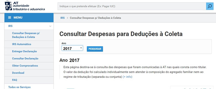 Consultar Despesas para Deduções à Coleta