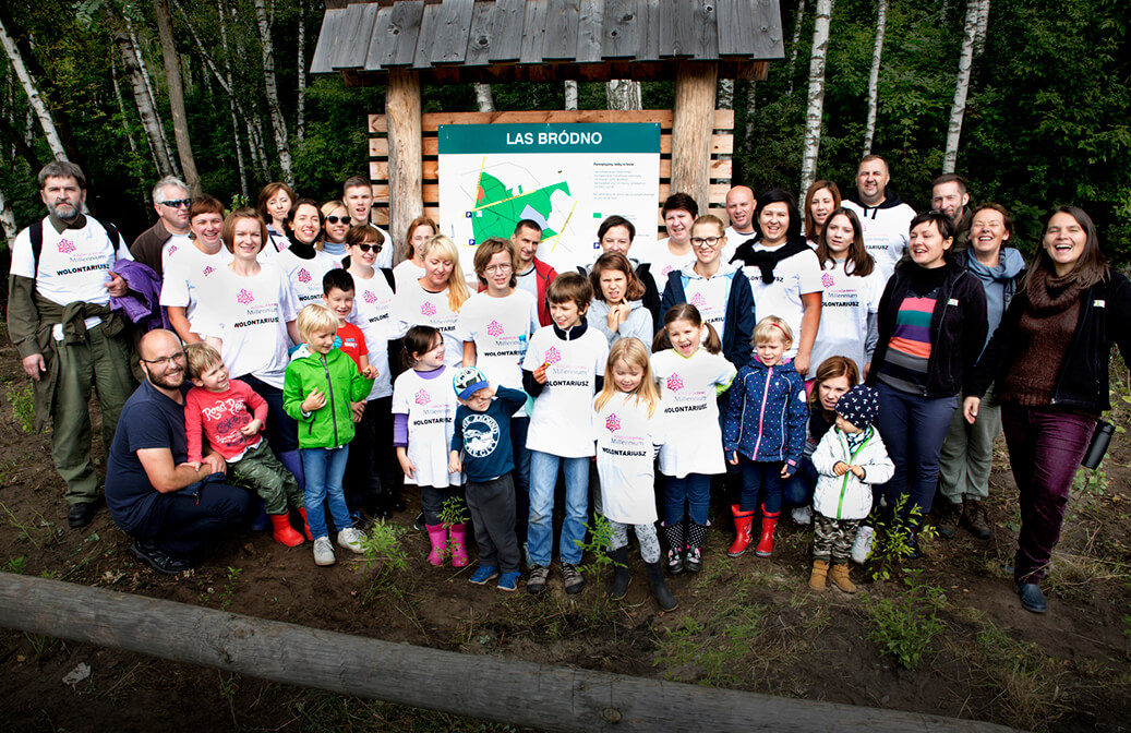 Plantação de árvores ao abrigo do voluntariado da Fundação Bank Millennium (Polónia)