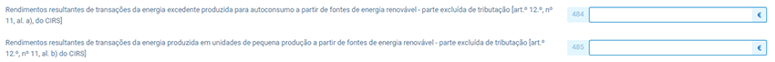 rendimentos resultantes de transações da energia excedente