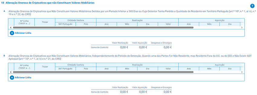 Quadro 18A e Quadro 18B